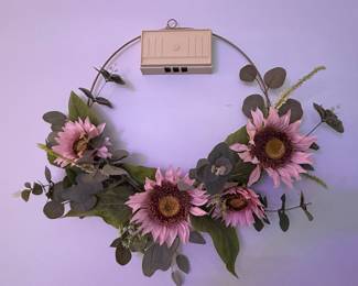 Pink Sunflower and Eucalyptus Hoop Wreath