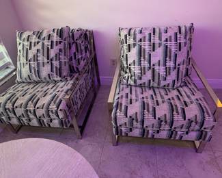 Pair of Milo Baughman Style Chrome Lounge Chairs