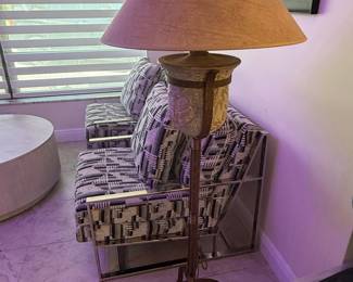 Frederick Cooper Style Floor Lamp with Embossed Metal Base
