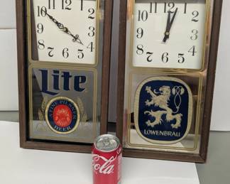 Pair Of Beer Sign / Clocks