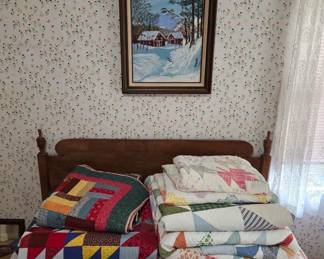 Vintage & Older quilts, Oil on board Painting
