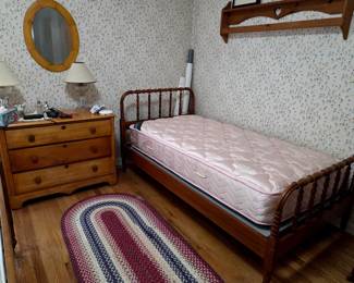 Antique dresser, Twin size bed frame & Mattress