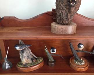 Fine Hand carved wood Birds & Bear