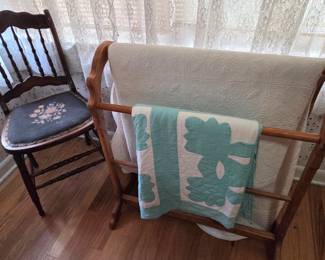 Antique chair & quilts