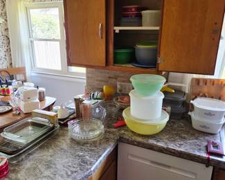 Kitchen ware, plus lots of vintage tupperware