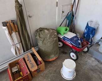 Vintage Tent & Cot. radio flyer wagon