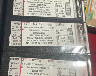 Collection Of Original Concert Ticket Stubs