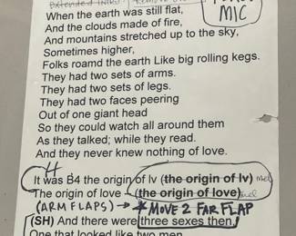Framed ORIGINAL Typed Lyrics W/ Hand Written Annotations