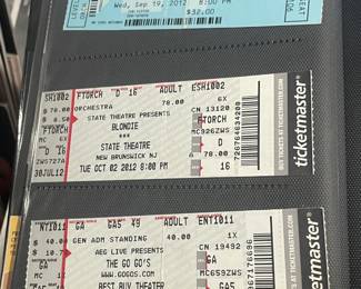 Collection Of Original Concert Ticket Stubs