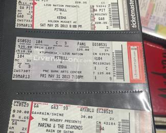 Collection Of Original Concert Ticket Stubs