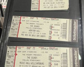 Collection Of Original Concert Ticket Stubs