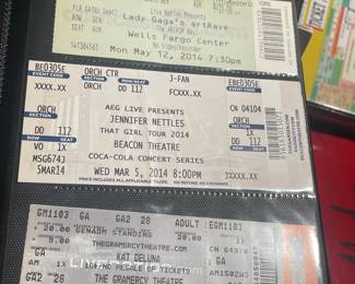 Collection Of Original Concert Ticket Stubs