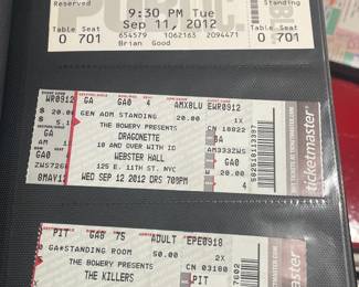 Collection Of Original Concert Ticket Stubs