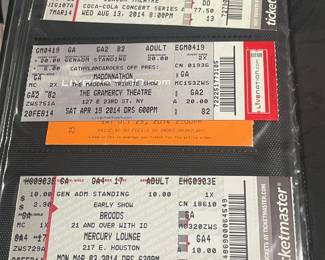 Collection Of Original Concert Ticket Stubs