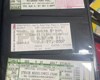 Collection Of Original Concert Ticket Stubs