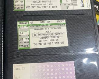 Collection Of Original Concert Ticket Stubs
