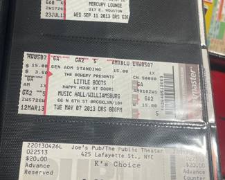 Collection Of Original Concert Ticket Stubs
