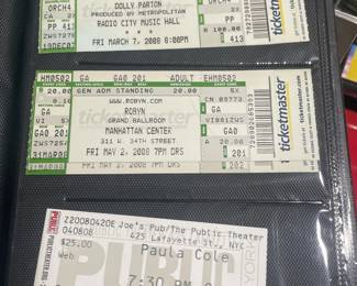 Collection Of Original Concert Ticket Stubs