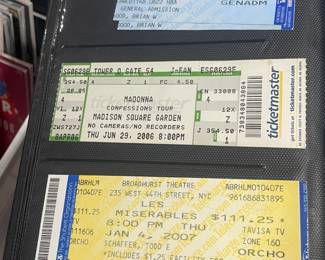 Collection Of Original Concert Ticket Stubs