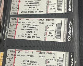 Collection Of Original Concert Ticket Stubs