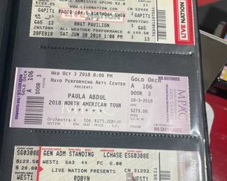 Collection Of Original Concert Ticket Stubs