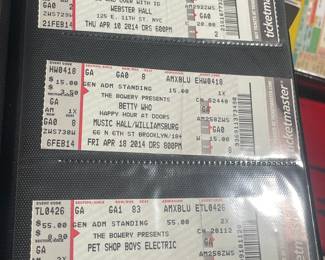 Collection Of Original Concert Ticket Stubs