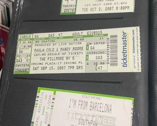 Collection Of Original Concert Ticket Stubs