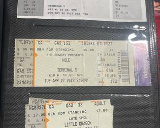 Collection Of Original Concert Ticket Stubs
