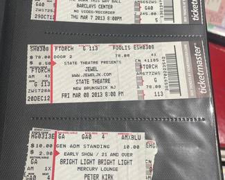 Collection Of Original Concert Ticket Stubs