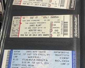 Collection Of Original Concert Ticket Stubs