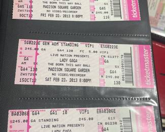 Collection Of Original Concert Ticket Stubs