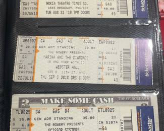 Collection Of Original Concert Ticket Stubs