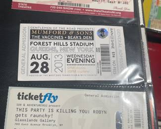 Collection Of Original Concert Ticket Stubs