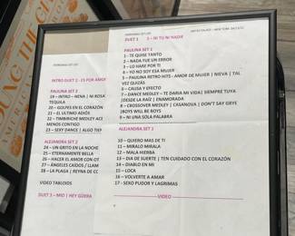 Framed ORIGINAL Stage Used Set-List
