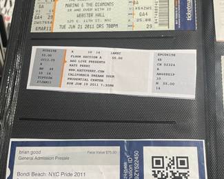 Collection Of Original Concert Ticket Stubs
