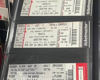 Collection Of Original Concert Ticket Stubs