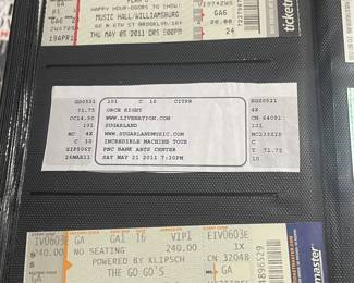 Collection Of Original Concert Ticket Stubs