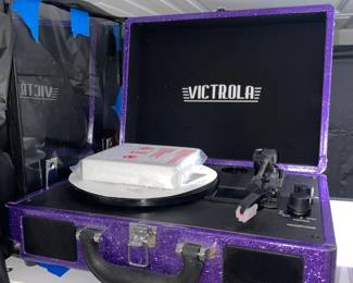 Purple Glitter Victrola Record Album Player
