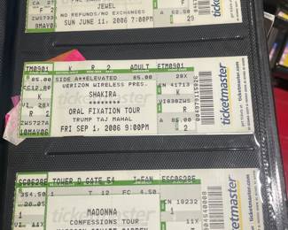 Collection Of Original Concert Ticket Stubs