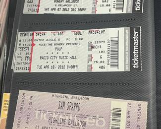Collection Of Original Concert Ticket Stubs
