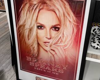 Autographed Britney Spears Piece Of Me Tour Framed Poster W/ VIP Ticket