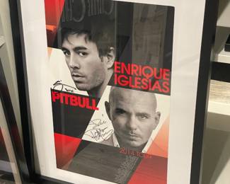 Autographed Enrique Iglesias & Pitbull 2014 Tour Framed Poster