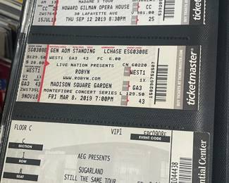 Collection Of Original Concert Ticket Stubs