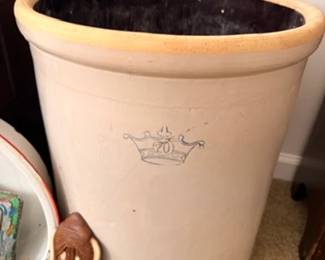 Antique 20 gallon crown stoneware crock