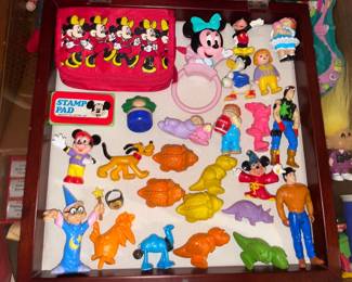 Display Case Assortment Of Vintage Toys