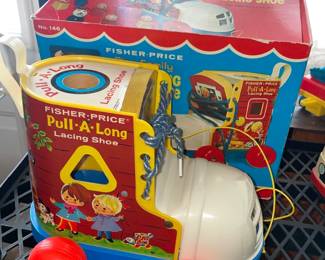 Vintage Pull-A-Long Lacing Shoe By Fisher Price W/ Box