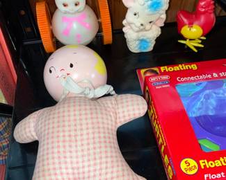 Vintage Baby Plush Doll W/ Rattle Head