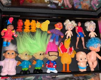 Display Case Assortment Of Vintage Toys