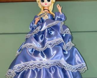 Vintage Big Eyed Girl Doll W/ Ruffled Dress