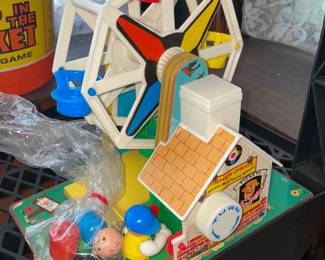 Vintage Music Box Ferris Wheel By Fisher Price W/ Bag Of Little People (COMPLETE!)
